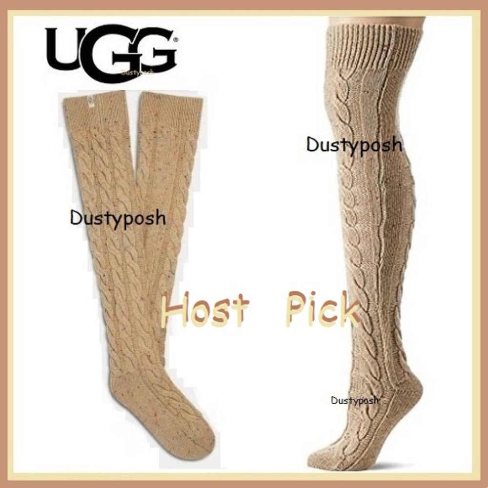 UGG Cable Pom Pom Over Knee Thigh High Socks Boot - Picture 8 of 11